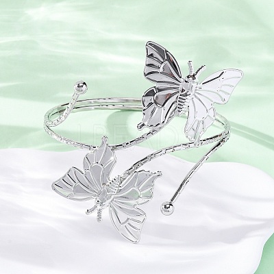 Butterfly Alloy Arm Cuff Bangles for Girl Women LS-AJEW-A063-01H-P-1