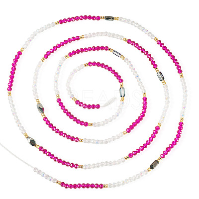 Glass Beaded Adjustable Waist Chains for Women AJEW-TA0005-78C-1
