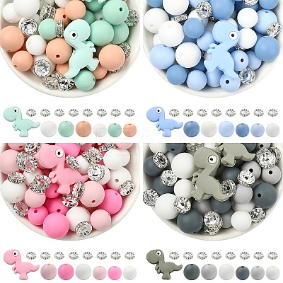 47Pcs 7 Styles Cartoon Silicone Beads FIND-YW0010-39A-1