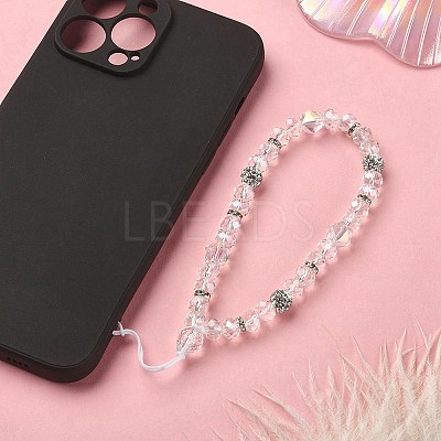 Rondelle Glass & Polymer Clay Rhinestone Beads Phone Hand Strap Chains HJEW-YW0001-05D-1