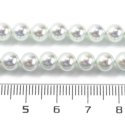 UV Plating Pearlized Glass Pearl Beads Strands GLAA-F128-01A-T13-1