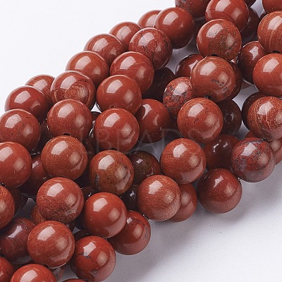 Natural Red Jasper Round Beads Strands X-GSR10mmC011-1