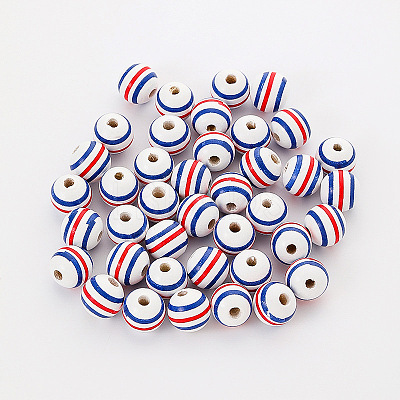 Independence Day Printed Wood Beads GUQI-PW0004-22C-1