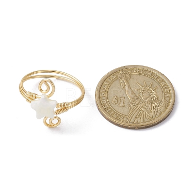 Natural Shell Cuff Ring RJEW-JR00645-01-1
