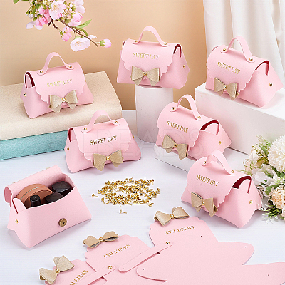 40 Bags Bowknot Handbag Shaped PU Leather Candy Gift Tote Boxes CON-WA0001-26-1