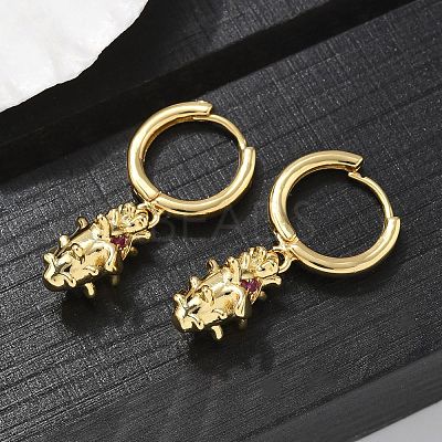 Brass Cubic Zirconia Hoop Earrings EJEW-Q015-01G-1