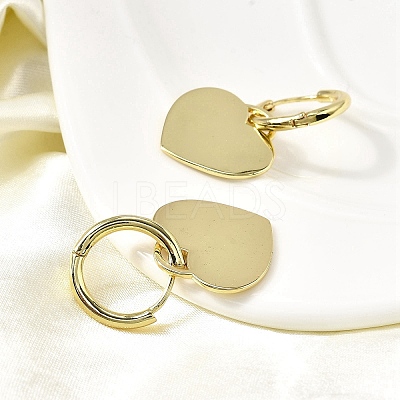 Brass Heart Hoop Earrings EJEW-L261-022G-1