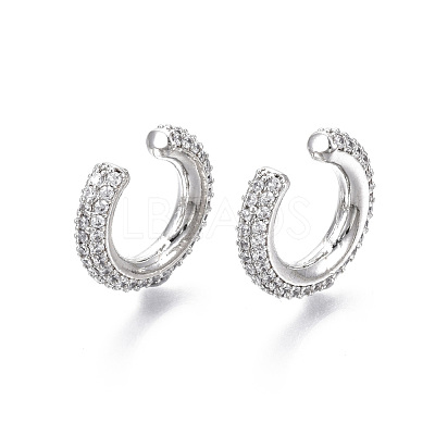Brass Micro Pave Clear Cubic Zirconia Cuff Earrings EJEW-R114-026P-NF-1