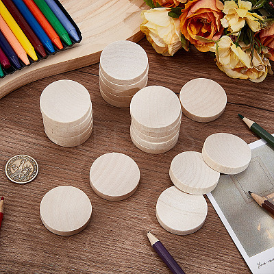 Unfinished Wooden Flat Round Cutouts WOOD-WH0050-042B-1