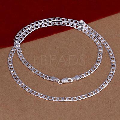 Popular Silver Color Plated Brass Curb Chain Necklaces For Men NJEW-BB12724-24-1