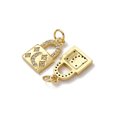 Brass Micro Pave Clear Cubic Zirconia Pendants KK-A270-03G-G-1