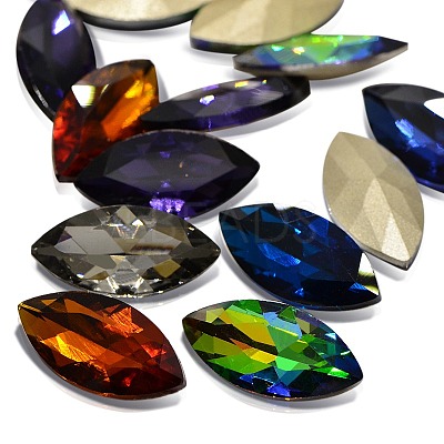 Faceted Horse Eye Glass Pointed Back Rhinestone Cabochons RGLA-A011-13x27mm-SM-1
