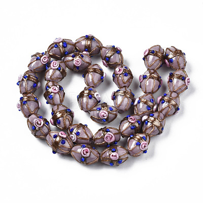 Handmade Gold Sand Lampwork Beads Strands LAMP-N021-40B-1