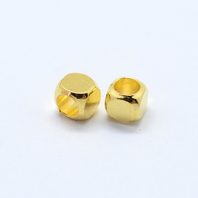 Cube Brass Spacer Beads KK-L015A-01G-1
