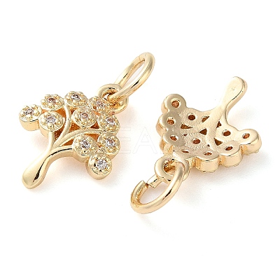 Rack Plating Brass Micro Pave Clear Cubic Zirconia Charms X-KK-D097-05G-1