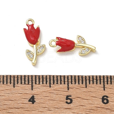 Brass Micro Pave Clear Cubic Zirconia and Enamel Charms KK-A300-22G-02-1
