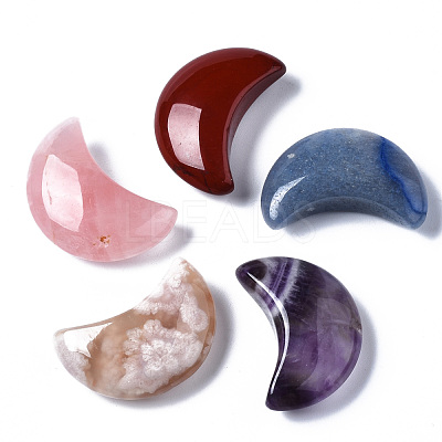 Moon Shape Natural & Synthetic Mixed Gemstone Healing Crystal Pocket Palm Stones G-T132-001M-1-1