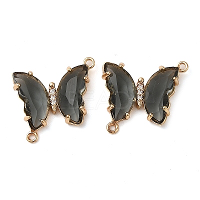 Brass Pave Faceted Glass Connector Charms FIND-Z020-04V-1
