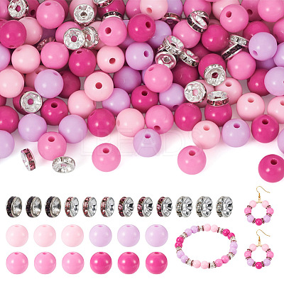 200Pcs 4 Colors Opaque Acrylic Beads MACR-TA0002-53-1