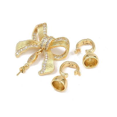 Brass Micro Pave Clear Cubic Zirconia Fold Over Clasps KK-U059-57G-1