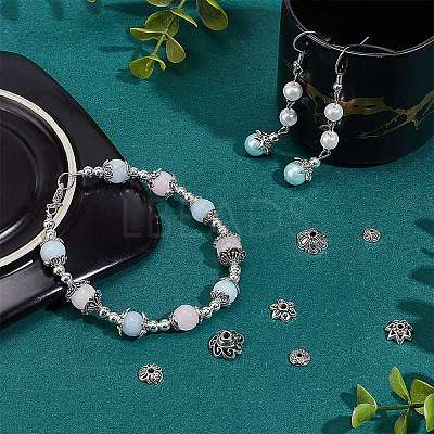 160Pcs 8 Style Tibetan Style Alloy Bead Caps FIND-PH0008-51-1