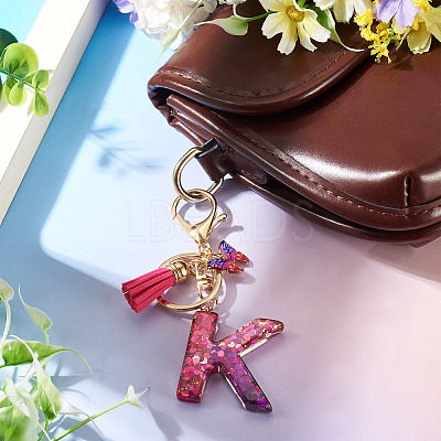 Alloy Resin Butterfly Keychains KEYC-TADJ0002-02G-K-1
