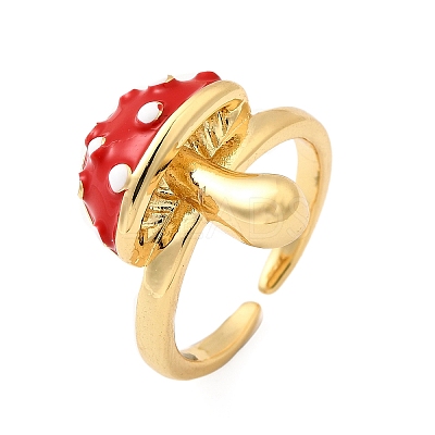 Brass Enemel Adjustable Open Cuff Rings for Women RJEW-I111-10G-03-1