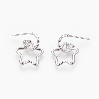 Brass Dangle Stud Earrings EJEW-F194-02P-NF-1