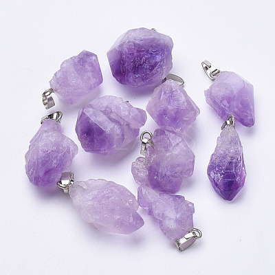 Natural Amethyst Pendants X-G-S282-15-1