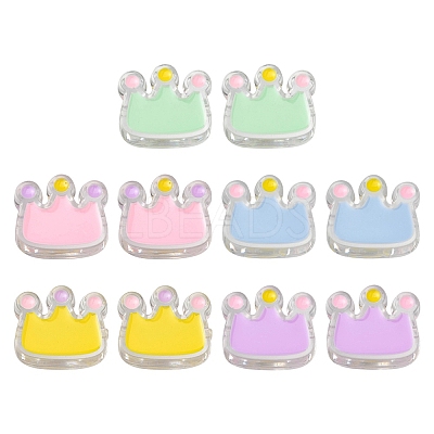 10Pcs 5 Colors Transparent Acrylic Beads ACRC-YW0001-01-1