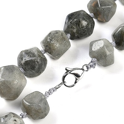 Natural Labradorite Nuggets Beaded Necklaces for Women Men NJEW-K388-01E-01Z-1