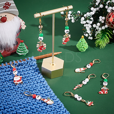 Christmas Theme Alloy Enamel with Rhinestone Pendant Stitch Markers HJEW-AB00351-1