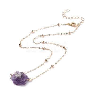 Natural Raw Stone Pendant Necklace for Women NJEW-JN03781-1