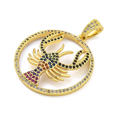 Golden Brass Micro Pave Cubic Zirconia Pendants KK-R159-37G-1