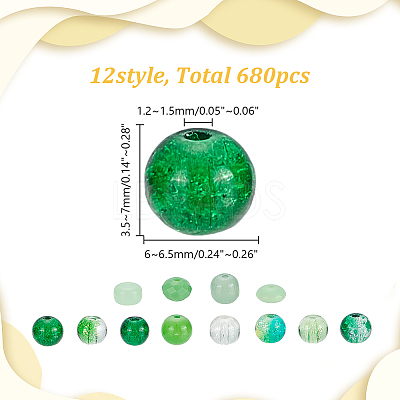 680Pcs 12 Styles Glass Beads CCG-AR0001-07-1