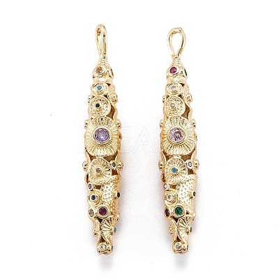 Real 18K Gold Plated Brass Micro Pave Cubic Zirconia Pendants X-ZIRC-M114-54G-1