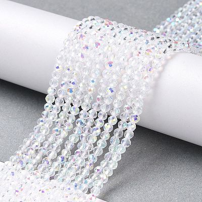 Electroplate Glass Beads Strands GLAA-H021-01B-AB01-1