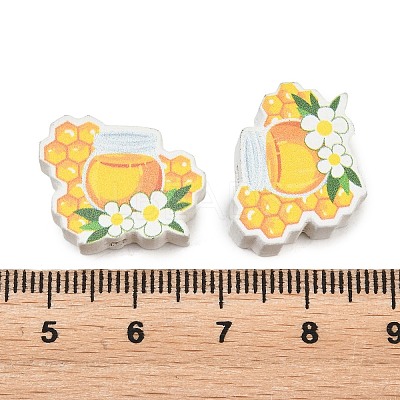 Printed Poplar Wood Beads WOOD-Z008-01J-1