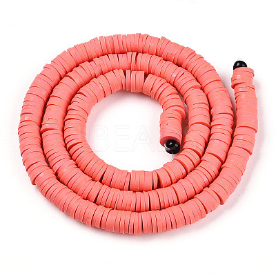 Flat Round Handmade Polymer Clay Beads CLAY-R067-6.0mm-14-1