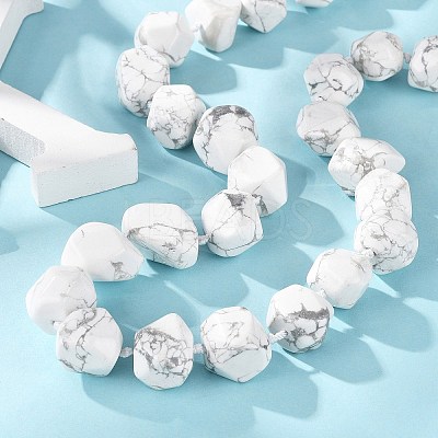 Natural Howlite Nuggets Beaded Necklaces for Women Men NJEW-K388-01N-1