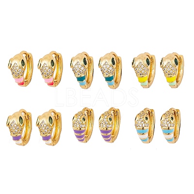 Brass Micro Pave Cubic Zirconia Earrings EJEW-E309-07G-1