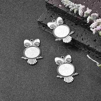 Tibetan Style Alloy Pendant Rhinestone Cabochon Settings TIBEP-4494-AS-FF-1