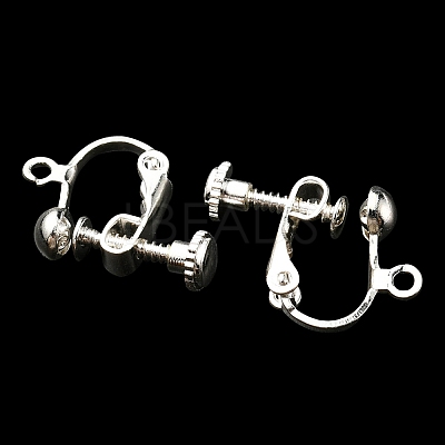 Rack Plated Brass Screw Clip-on Earring Findings KK-YW0001-10S-1