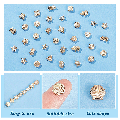 300Pcs 8 Style Plating ABS Plastic Beads KY-PH0001-63-1