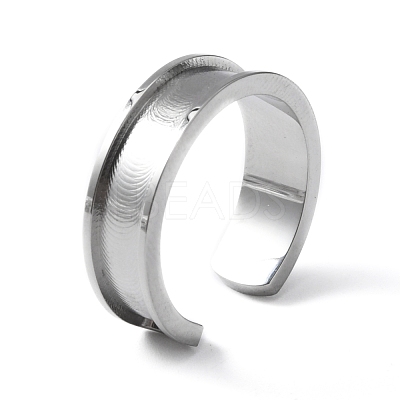 304 Stainless Steel Grooved Cuff Ring Settings RJEW-WH0009-01B-1