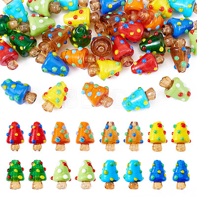 32Pcs 8 Colors Handmade Lampwork Bumpy Beads LAMP-BY0001-05-1