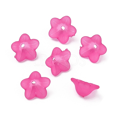 Chunky Magenta Transparent Frosted Flower Acrylic Beads X-PL560-14-1
