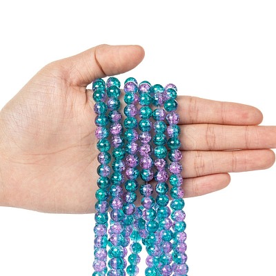 Spray Painted Crackle Glass Beads Strands CCG-Q002-8mm-06-1