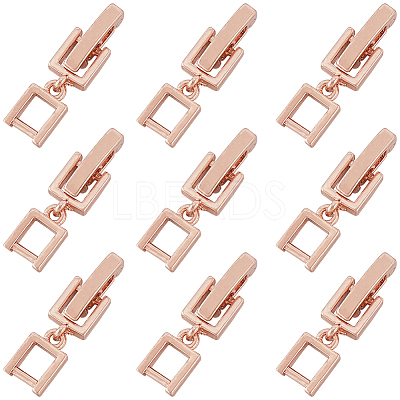 9Pcs Brass Fold Over Clasps KK-SC0004-06RG-1