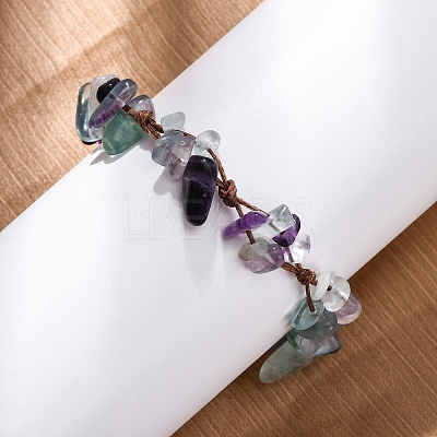 Adjustable Natural Fluorite Braided Bead Bracelets for Women BJEW-U035-02I-1